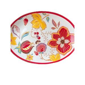 Artistic Accents Hand-Painted Autumnal Floral Embossed Oval Platter Serveware
